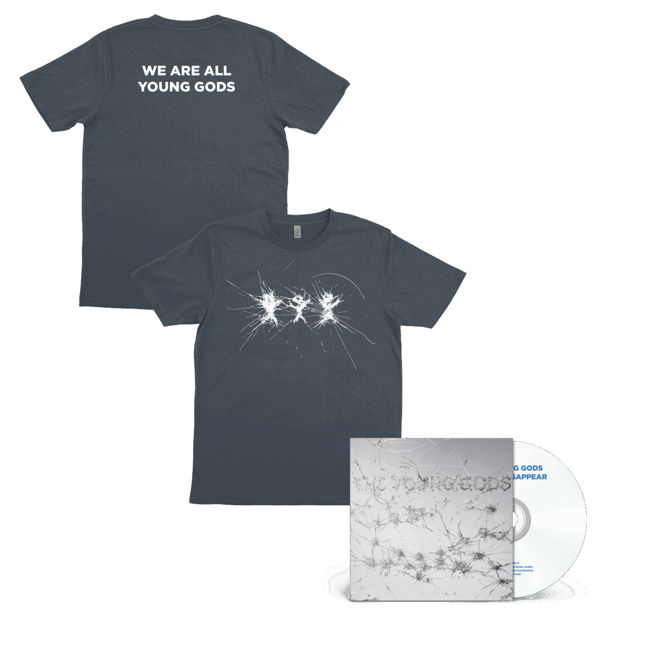 THE YOUNG GODS - Appear Disappear CD + Light Charcoal T-Shirt Bundle - CD + T-Shirt, Small