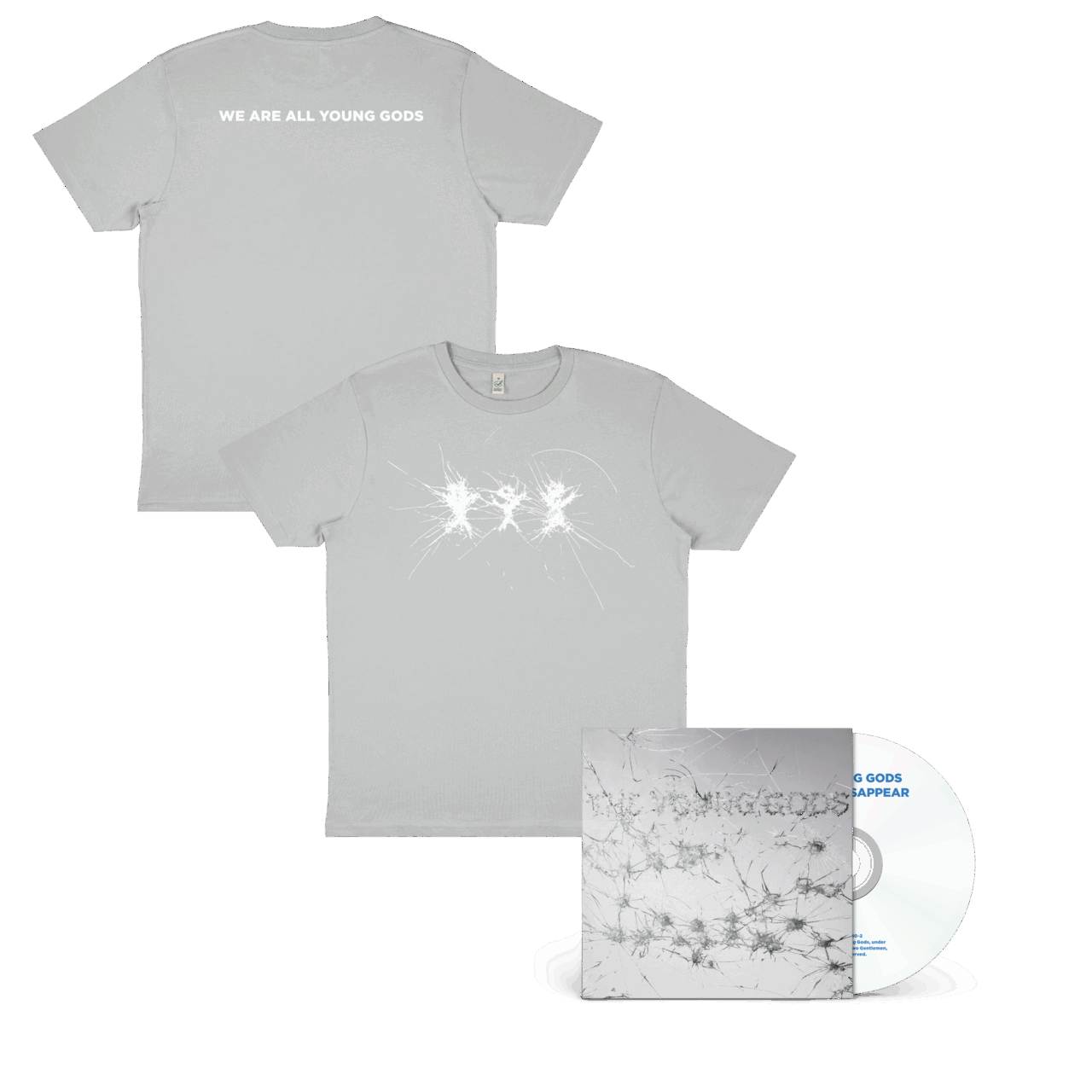 THE YOUNG GODS - Appear Disappear CD + Light Grey T-Shirt Bundle - CD + T-Shirt, XS